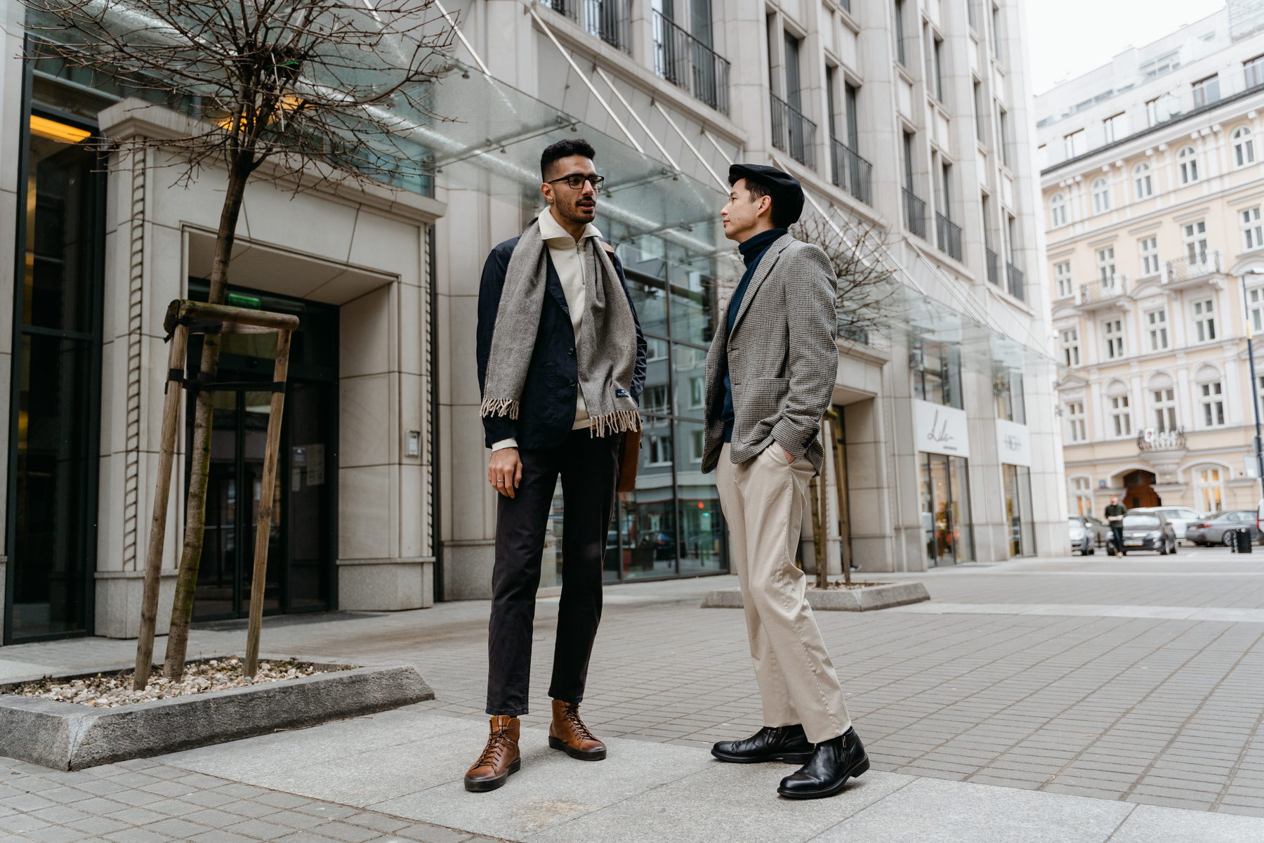 Stylish Men Having a Conversation
